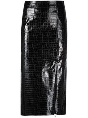 Rotate Birger Christensen Faux Croc Leather Midi Pencil Skirt size 6 Med